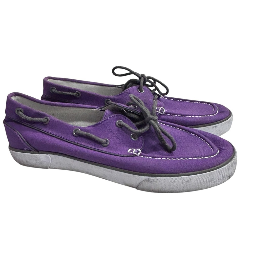 Polo Ralph Lauren Men's Canvas Loafers Size 10D Purple Preppy Casual Lace Up‎